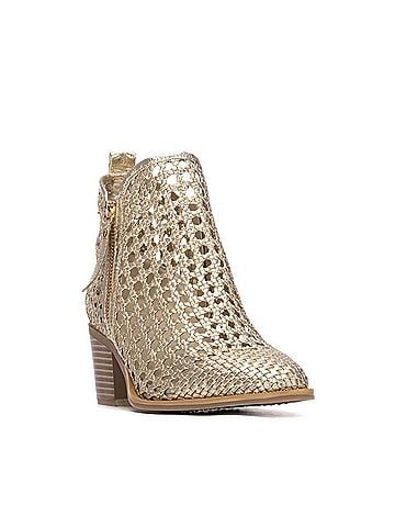 XTI Women's Microfiber Casual Ankle Boots in Gold (view 2)