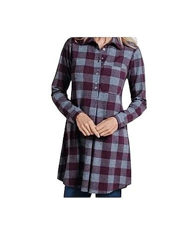 Soft Surroundings Mad About Plaid Flannel Tunic Top Long Sleeve T-Shirt (view 1)