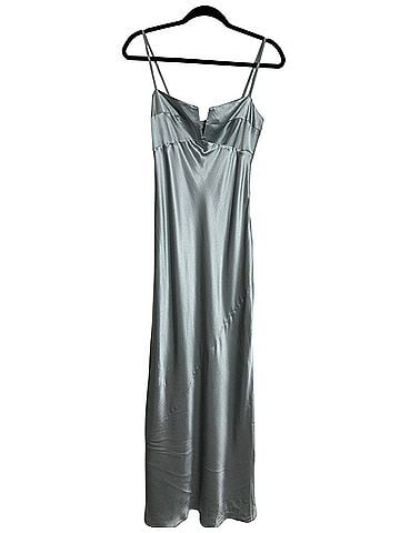 Reformation Brie Silk Aquamarine Slip Maxi Cocktail Dress (view 1)