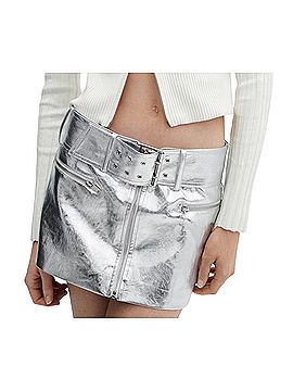 MNG by Mango Metallic Mini-Skirt Faux Leather Skirt (view 1)