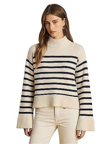 Ralph Lauren Striped Wool-Blend Mockneck Sweater Pullover Sweater (view 1)