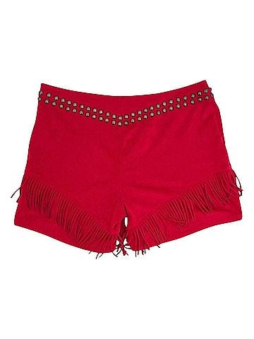Double D Ranch Fringe Faux Leather Shorts (view 2)