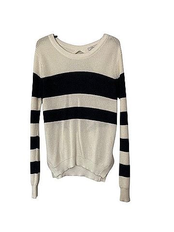 Lovers + Friends Open Back Black &amp; White Striped Sweater Casual Sweaters (view 2)