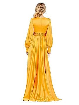 Mac Duggal Bishop Sleeve Maxi Dress Cocktail Dress (view 2)