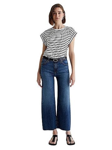 P Collection by AG Adriano Goldschmied Saige Wide Leg Crop Jeans (view 1)