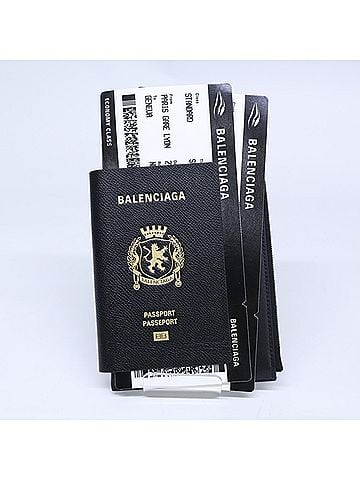 Balenciaga BALENCIAGA 787733 Passport Phone Holder Shoulder Pouch Bag, Black with Silver Hardware, Men's (view 1)