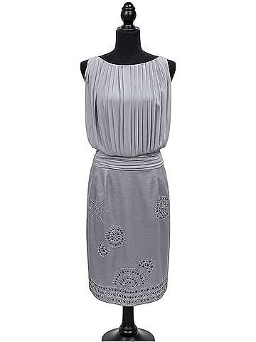 Vince Camuto Silver Pleated Blouson Cocktail Dress Cocktail Dress (view 1)