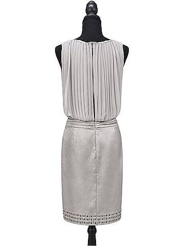 Vince Camuto Silver Pleated Blouson Cocktail Dress Cocktail Dress (view 2)