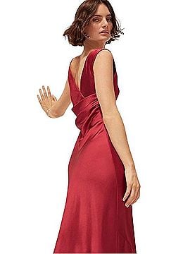White House Black Market Crimson V-Back Satin Evening Dress Cocktail Dress (view 1)