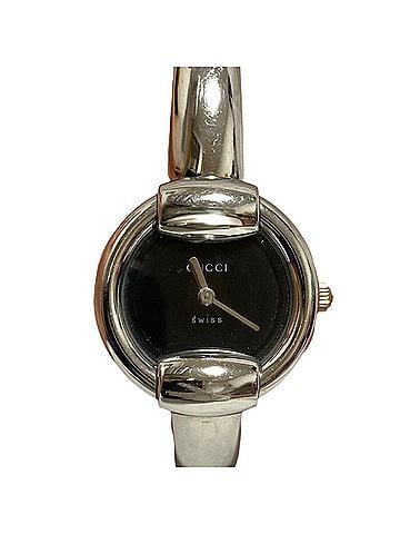 Gucci GUCCI 1400L Quartz Analog Bangle Watch, Black Dial, Silver Color, Women's Watch (view 1)