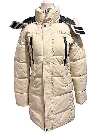Zyia Active Ivory Quilted Long Puffer Coat Coat (view 1)