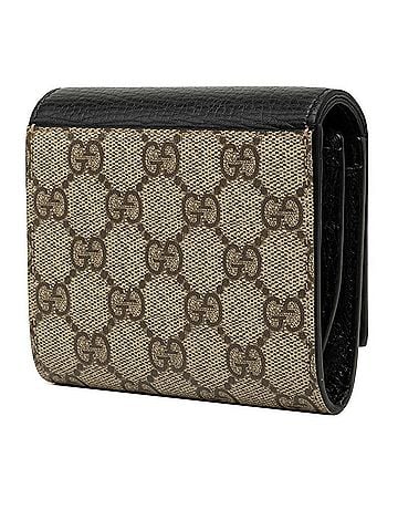 Gucci Gucci GG Supreme Double G Medium Wallet 598587 Beige Black Leather Women's GUCCI (view 2)