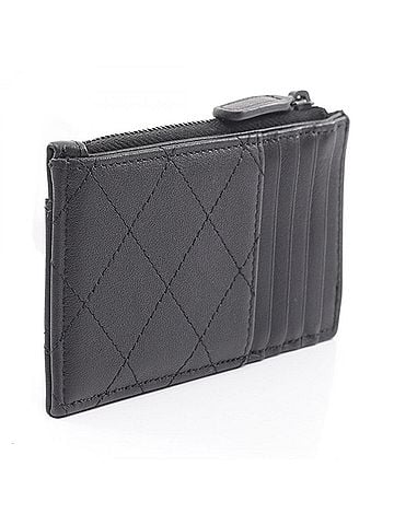Chanel Chanel Matelassé Wallet/Coin Purse, Leather, Women's, Black (view 2)