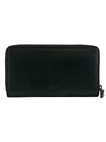Valentino Garavani Valentino Garavani VLTN Round Zipper Logo Long Wallet, Black (view 2)