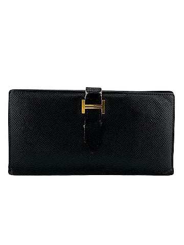 Hermès HERMES Bearn Soufflé Leather Long Wallet, Black (view 1)