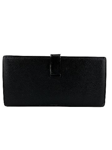 Hermès HERMES Bearn Soufflé Leather Long Wallet, Black (view 2)