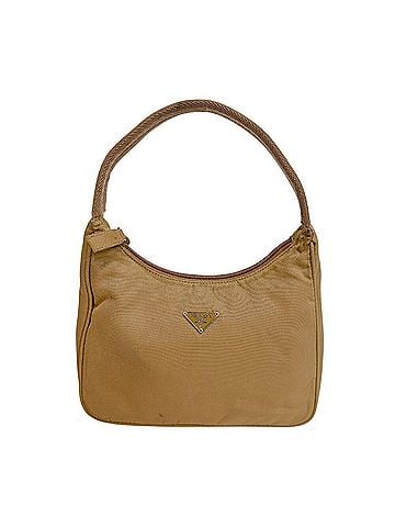 Prada PRADA Triangle Nylon Pouch, Beige (view 1)