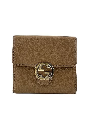 Gucci GUCCI 615525 Interlocking G Leather Bi-fold Wallet, Beige (view 1)
