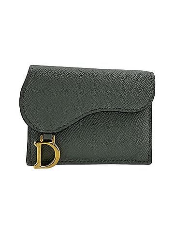 Christian Dior Christian Dior Dior Saddle Lotus Compact Wallet, Leather Tri-fold Gray (view 1)
