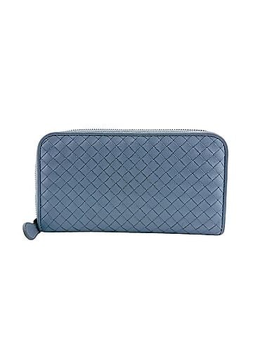 Bottega Veneta BOTTEGA VENETA Bottega Veneta Intrecciato Leather Long Wallet Blue (view 1)