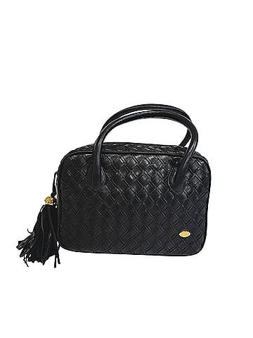 Bally BALLY 2-way fringe tassel handbag, woven shoulder bag, black (view 1)
