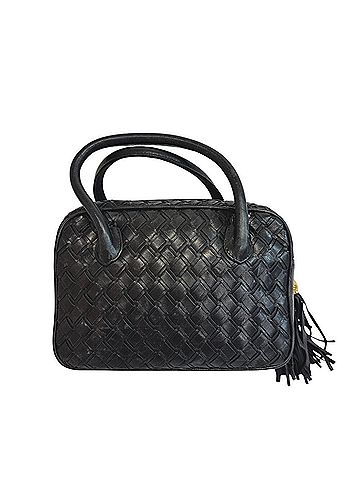 Bally BALLY 2-way fringe tassel handbag, woven shoulder bag, black (view 2)