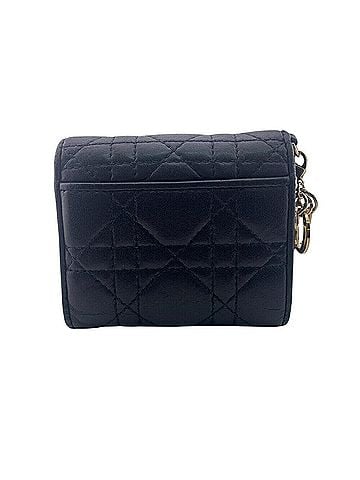 Christian Dior Christian Dior Dior Lady Compact Wallet Cannage Tri-fold Black Women's (view 2)