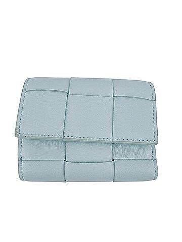 Bottega Veneta BOTTEGA VENETA Cassette Compact Wallet Maxi Intrecciato Tri-fold in Blue (view 1)