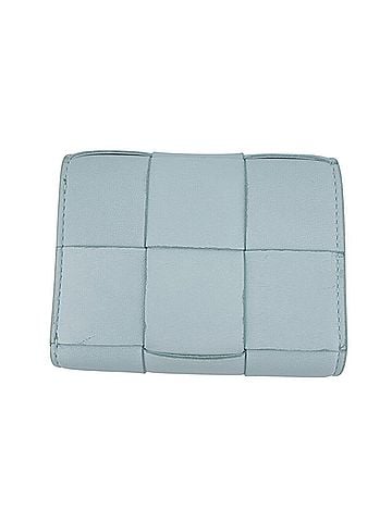 Bottega Veneta BOTTEGA VENETA Cassette Compact Wallet Maxi Intrecciato Tri-fold in Blue (view 2)