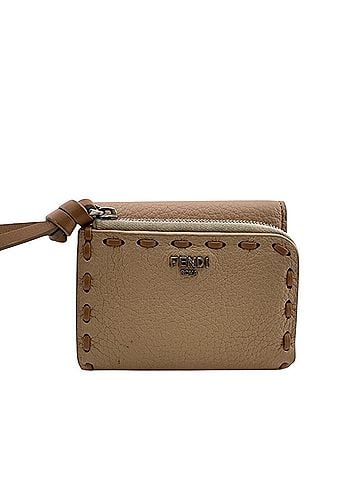 Fendi FENDI 8M0499 Peekaboo Micro Topstitch Selleria Tri-fold Wallet in Pink (view 1)