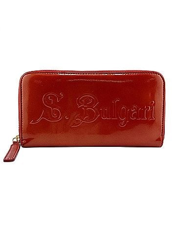 Bvlgari BVLGARI Sotirio Round Embossed Long Wallet, Orange, Unisex (view 1)