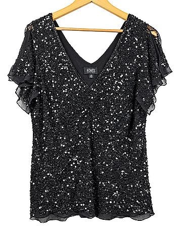 Adrianna Papell Sequin Blouse Short Sleeve T-Shirt (view 1)