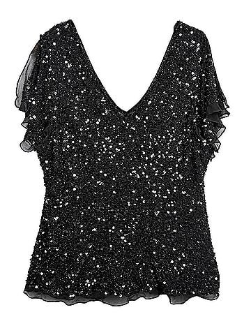 Adrianna Papell Sequin Blouse Short Sleeve T-Shirt (view 2)