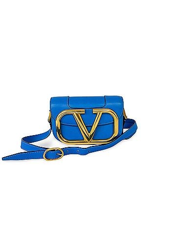 Valentino Garavani Supervee Leather Blue Leather Crossbody Bag Bag (view 1)