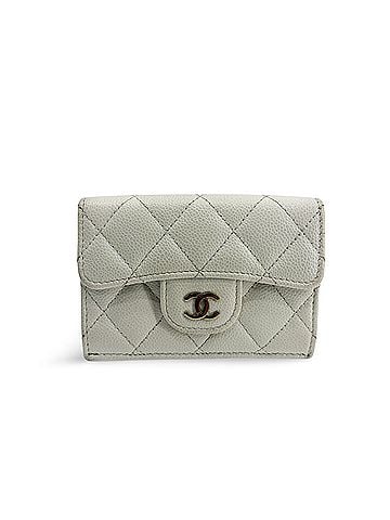 Chanel Classic Flap Card Holder Quilted Caviar White Calfskin Card Holders Accessory (view 1)