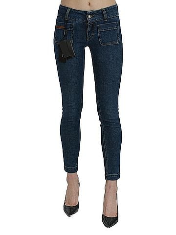Dolce & Gabbana Blue Slim Fit Cropped Mid Waist Denim Women's Jeans (view 1)