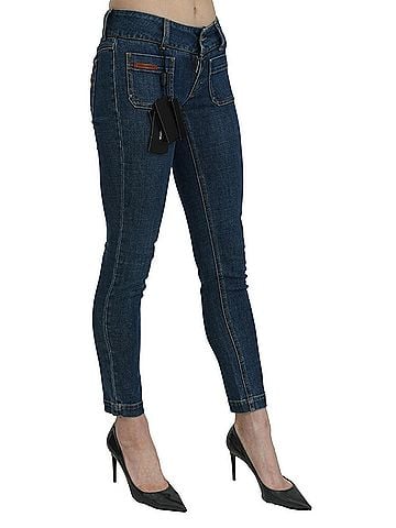 Dolce & Gabbana Blue Slim Fit Cropped Mid Waist Denim Women's Jeans (view 2)