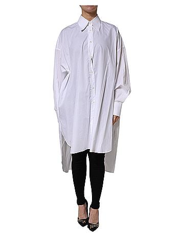 Dolce & Gabbana White Cotton Collared Shirt Long Sleeve Women's Top (view 1)