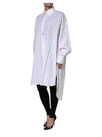 Dolce & Gabbana White Cotton Collared Shirt Long Sleeve Women's Top (view 2)