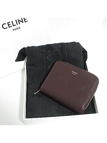 Céline CELINE Celine Round Zipper Compact Wallet, Coin Purse, Bordeaux, Women's (view 1)