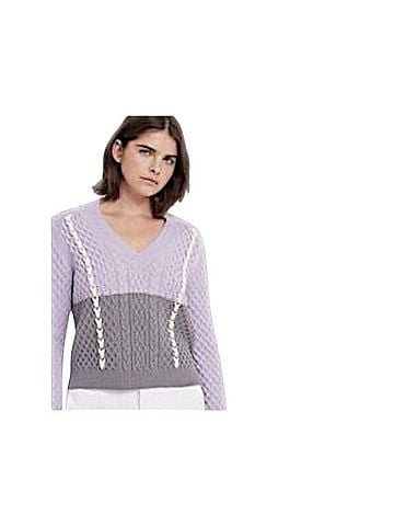 Club Monaco Cable Knit Color Block V-neck Sweater Sweater Vest (view 2)