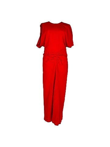 Victoria Beckham Victoria Beckham Gathered Midi Dress in Red Viscose (view 1)