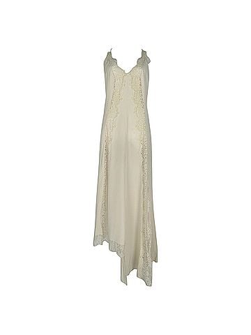 Stella McCartney Stella Mccartney Lace-Trimmed Asymmetric Maxi Dress in Ivory Silk (view 1)