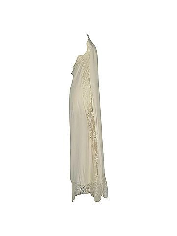 Stella McCartney Stella Mccartney Lace-Trimmed Asymmetric Maxi Dress in Ivory Silk (view 2)