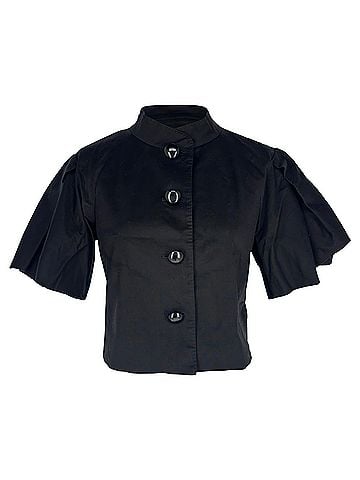 Moschino Moschino Cheap and Chic Puffed Sleeve Blouse in Black Cotton (view 1)