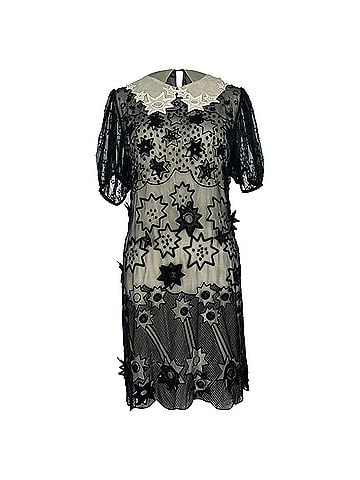 Chloé Chloé Embroidered Lace Mini Dress in Black Cotton (view 1)