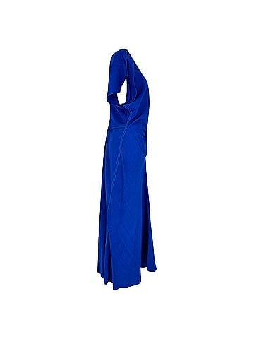 Victoria Beckham Victoria Beckham Gathered Midi Dress in Blue Viscose (view 2)