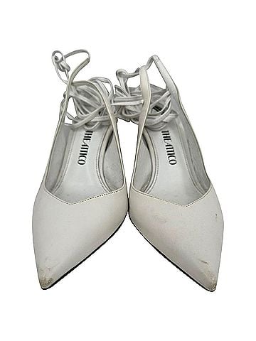 THE ATTICO The Attico Self-Tie Pointed-Toe Pumps in White Leather (view 2)