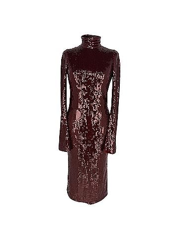 Galvan Galvan London Orb Sequined Midi Dress in Burgundy Polyester (view 1)