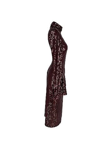 Galvan Galvan London Orb Sequined Midi Dress in Burgundy Polyester (view 2)